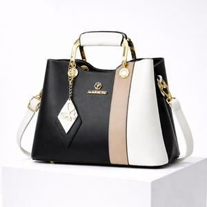 Women's black leather handbag back view — everyday — Janenovo Butterfly Handbag — Sonverdano
