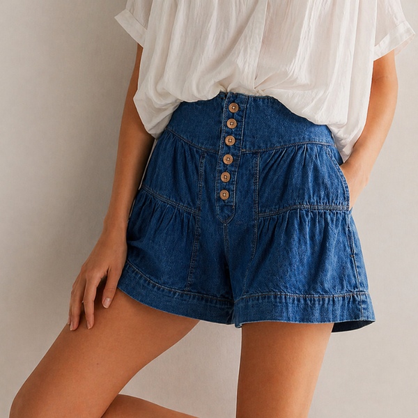 Women's cotton candice close-up — summer — Candice Ruffle Shorts for every occasion — Sonverdano