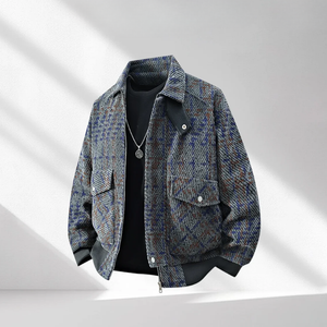 Textured jacket on a light gray background