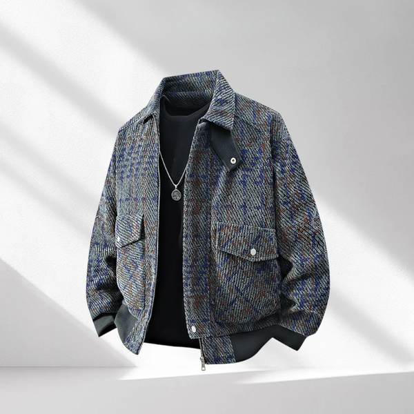 Textured jacket on a light gray background