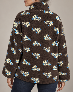 Women's fleece sweater detail view — cozy — Fiorella Fleece Sweatshirt — Sonverdano