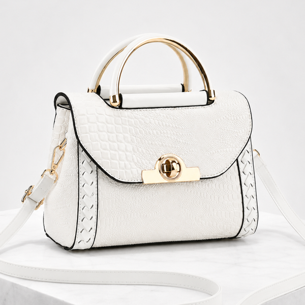 Women's white handbag close-up — everyday — Valentina Croc Handbag for every occasion — Sonverdano