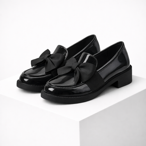 Women's black loafers alternate angle — versatile — Phoebe Bow Loafers — Sonverdano