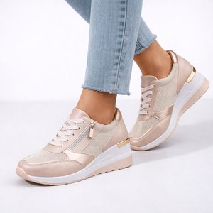 Women's Silver shoe with lace wedge — everyday footwear