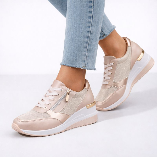 Women's Silver shoe with lace wedge — everyday footwear