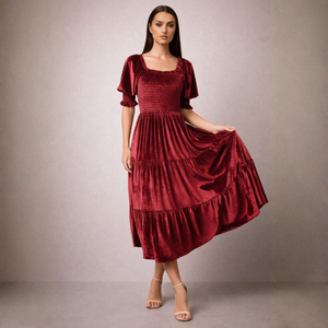 Women's Blue dress with velvet flat — special occasions