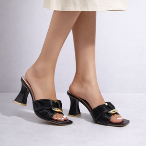 Women's sandals back view — versatile — PR-0617 - Women High Heel Sandals Chunky Heel Summer Slippers — Sonverdano