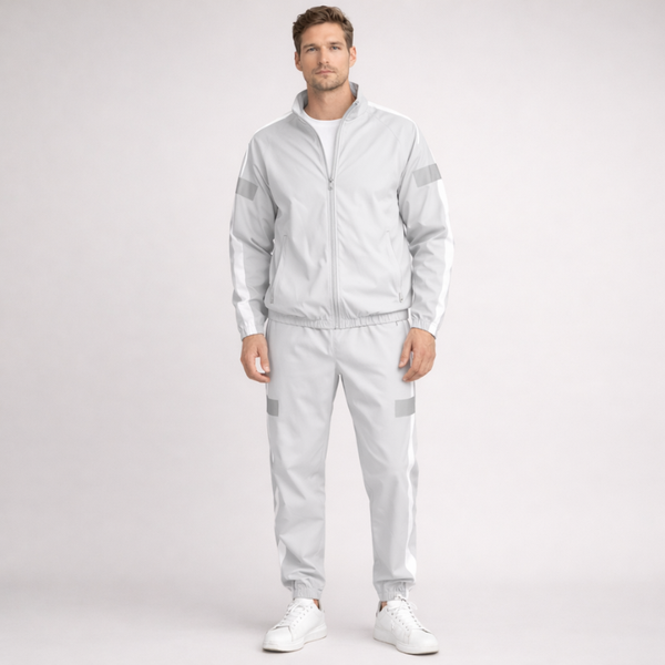 Men's gray polyester set styled look — coordinated — Abakhan Maximus 2 Piece Set — Sonverdano