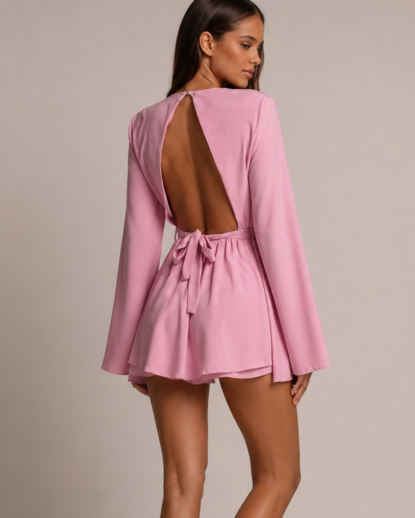 Women's dress close-up — summer — Kamilla Backless Mini Dress for every occasion — Sonverdano