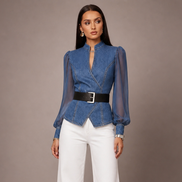 Women's denim dea color detail — versatile — Dea Medina Summer Top for every occasion — Sonverdano