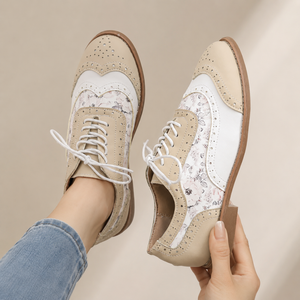 Women's lace shoes side view — versatile — Betty Wingtip Oxford Shoes — Sonverdano