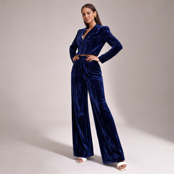 Women's silk set detail view — coordinated — Djuna Velvet 2 Piece Set — Sonverdano