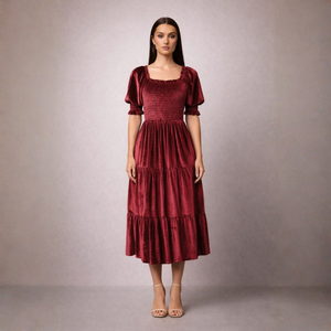 Women's Blue dress with velvet flat — special occasions