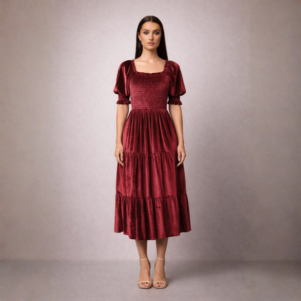 Women's Blue dress with velvet flat — special occasions