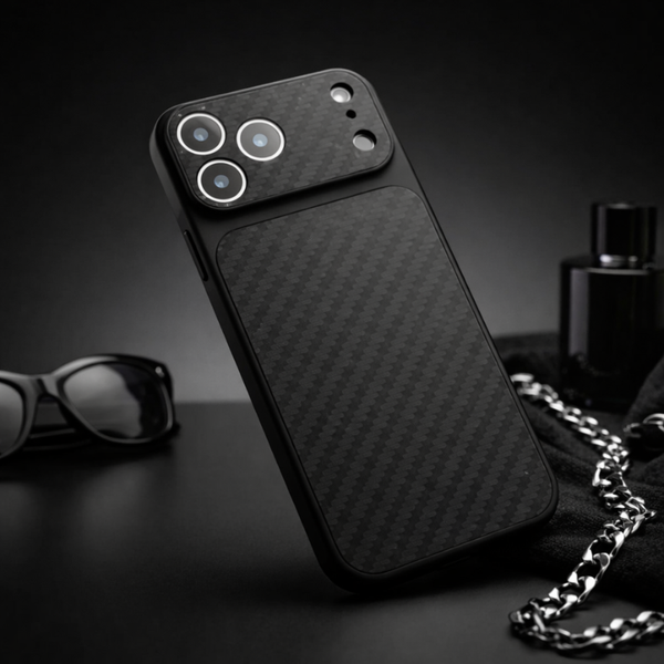 Unisex geometric phone case alternate angle — protective — Carbon MagSafe iPhone Case — Sonverdano