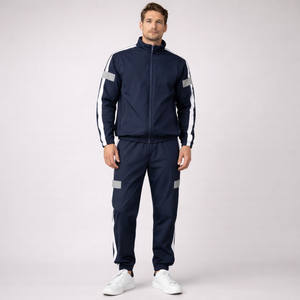 Men's navy polyester set back view — coordinated — Abakhan Maximus 2 Piece Set — Sonverdano