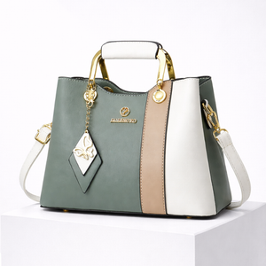 Women's green leather handbag styled look — everyday — Janenovo Butterfly Handbag — Sonverdano