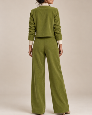 Women's ribbed pants detail view — versatile — Sissi Corduroy 2-Piece Set — Sonverdano