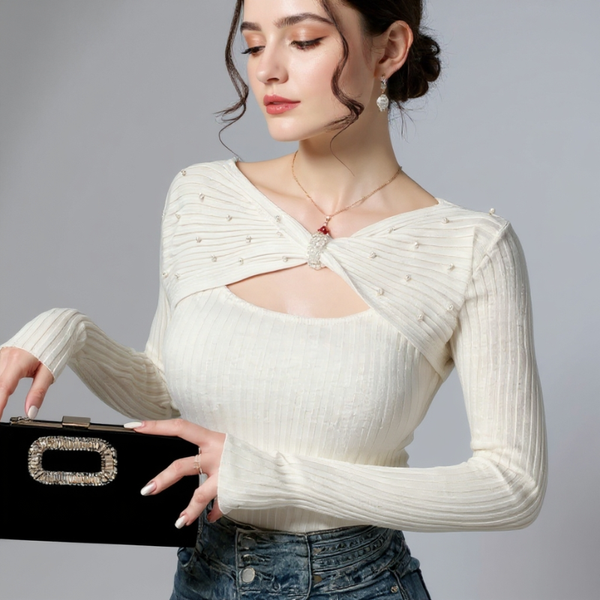 Unisex gold sweater side view 5 — cozy for every occasion — Diamond Butterfly Sweater — Sonverdano