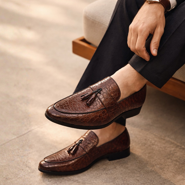 Men's lace loafers close-up — versatile — Tino Croc Loafers for every occasion — Sonverdano