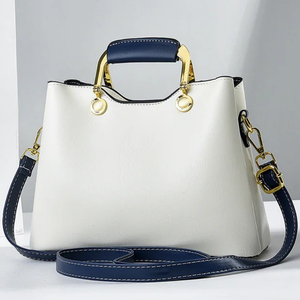 Women's black leather handbag color detail — everyday — Janenovo Butterfly Handbag — Sonverdano