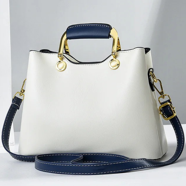 Women's black leather handbag color detail — everyday — Janenovo Butterfly Handbag — Sonverdano