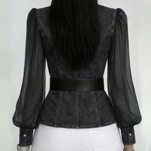 Women's denim dea detail view — versatile — Dea Medina Summer Top for every occasion — Sonverdano