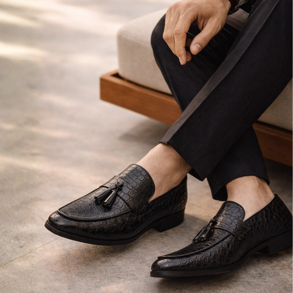 Men's lace loafers side view — versatile — Tino Croc Loafers for every occasion — Sonverdano