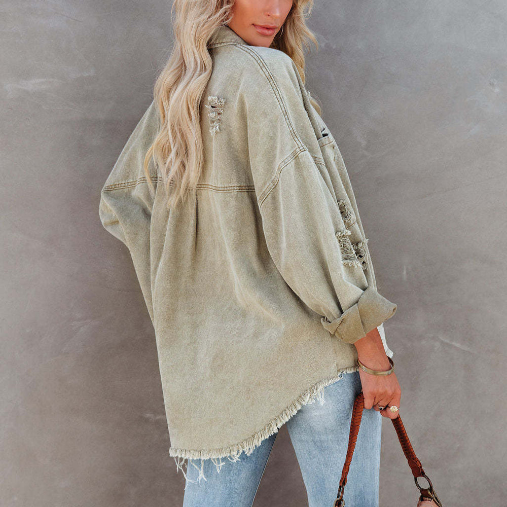 Monica Distress Denim Overshirt