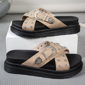 Women's sand sandals close-up 3 — summer for every occasion — Cindy Buckle Sandals — Sonverdano