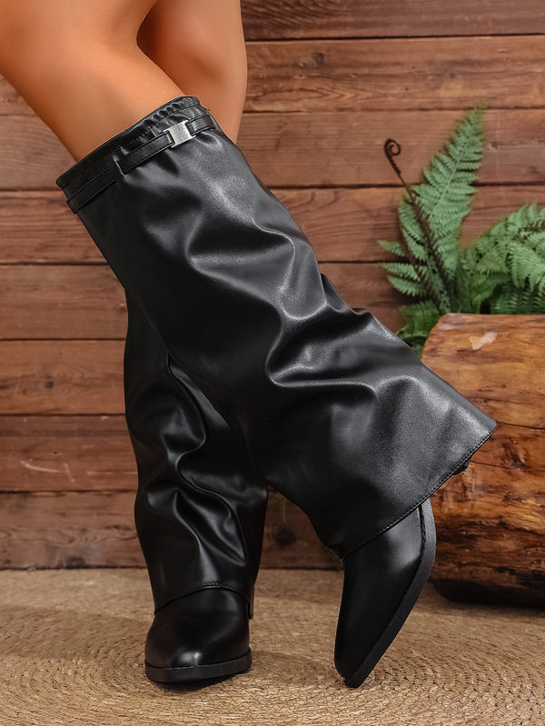 Women's leather boots detail view — rugged — Hedda Knee-High Boots for every occasion — Sonverdano
