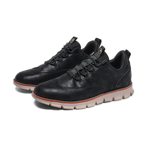Men's Black shoe with leather — everyday footwear