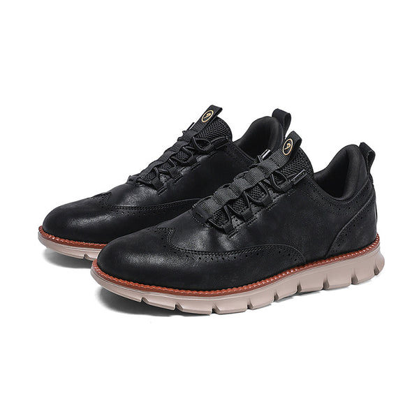 Men's Black shoe with leather — everyday footwear