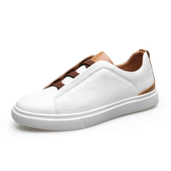Men's white leather sneakers front view — casual for every occasion — Stirnu Sneakers — Sonverdano