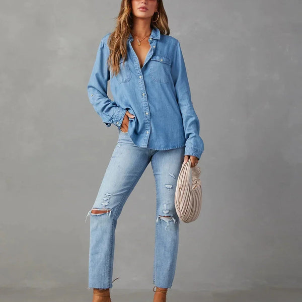 Aria Denim Button-Up