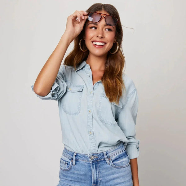 Aria Denim Button-Up