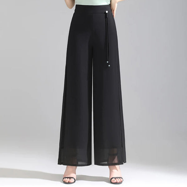 Olivia Chiffon Wide-Leg Pants