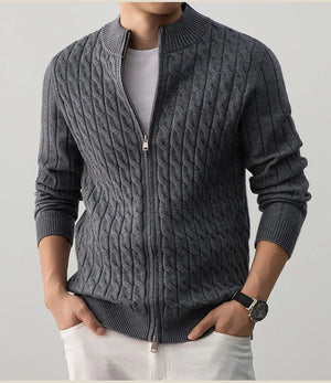 Zack Cable-Knit Wool Cardigan