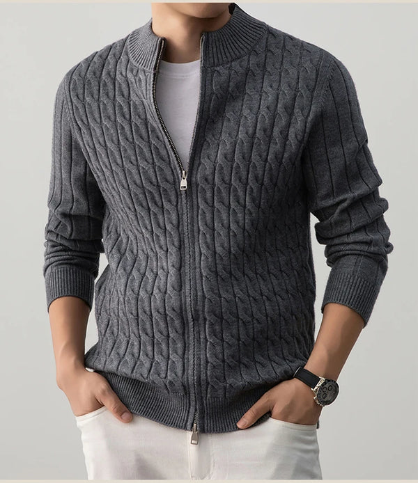 Zack Cable-Knit Wool Cardigan