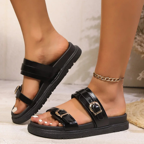 Naomi Buckle Slide Sandals