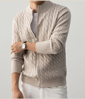 Zack Cable-Knit Wool Cardigan