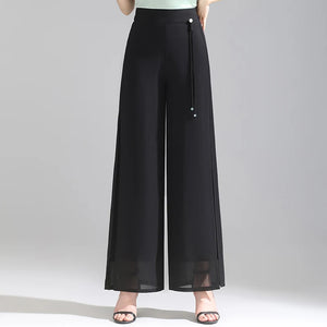 Olivia Chiffon Wide-Leg Pants