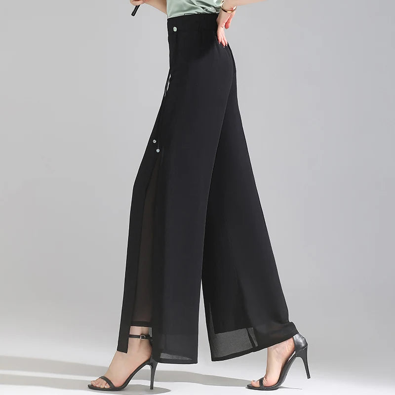 Olivia Chiffon Wide-Leg Pants