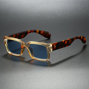 Sunglasses with tortoiseshell arms on a gray background