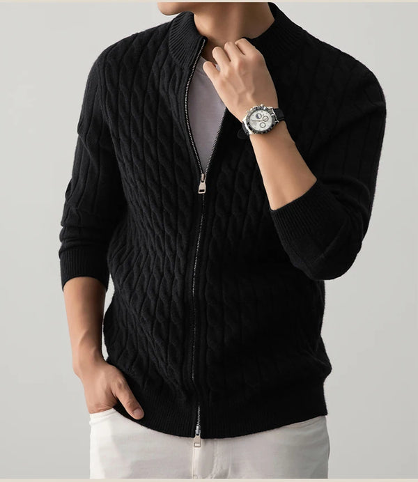Zack Cable-Knit Wool Cardigan