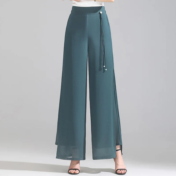 Olivia Chiffon Wide-Leg Pants