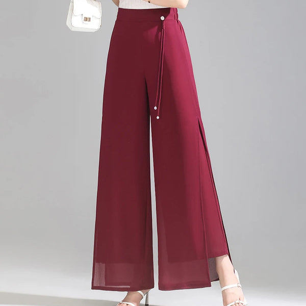 Olivia Chiffon Wide-Leg Pants