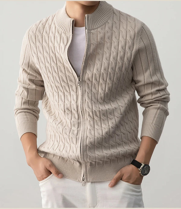 Zack Cable-Knit Wool Cardigan