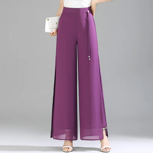 Olivia Chiffon Wide-Leg Pants