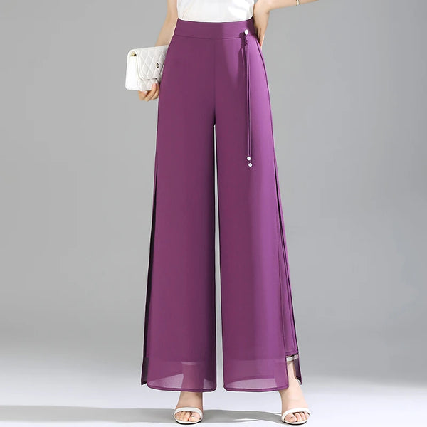 Olivia Chiffon Wide-Leg Pants
